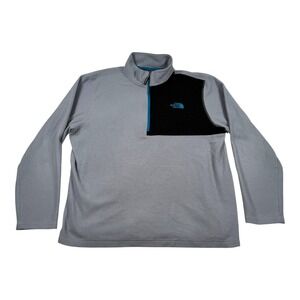 The North Face Sweater Mens XL Gray Black Fleece Quarter Zip Pullover Top